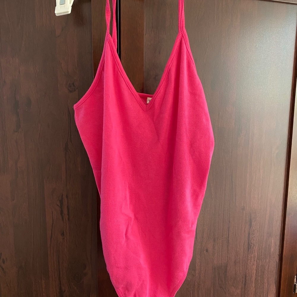 Hot pink spaghetti strap body suit